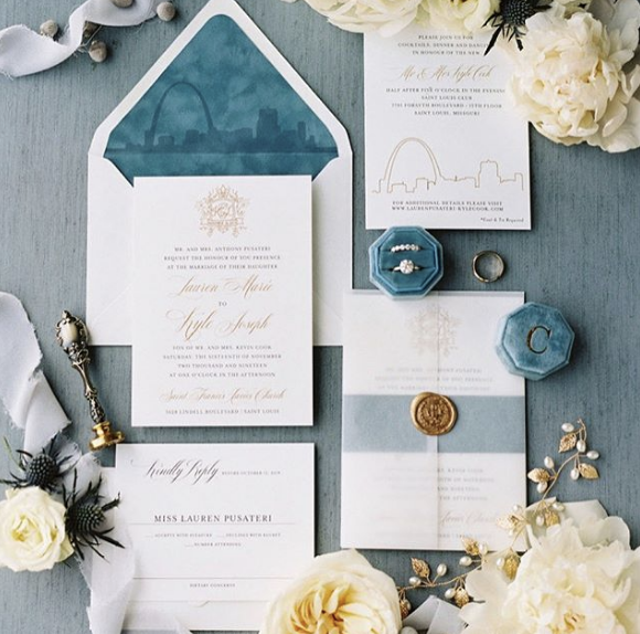 velvet blue wedding invitations