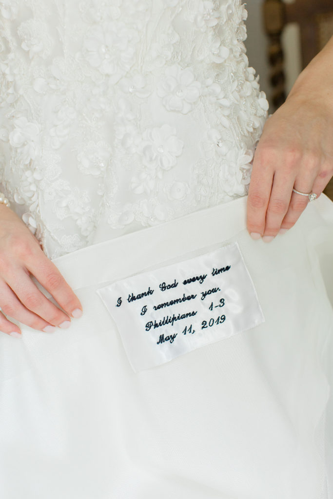 scripture in wedding dress