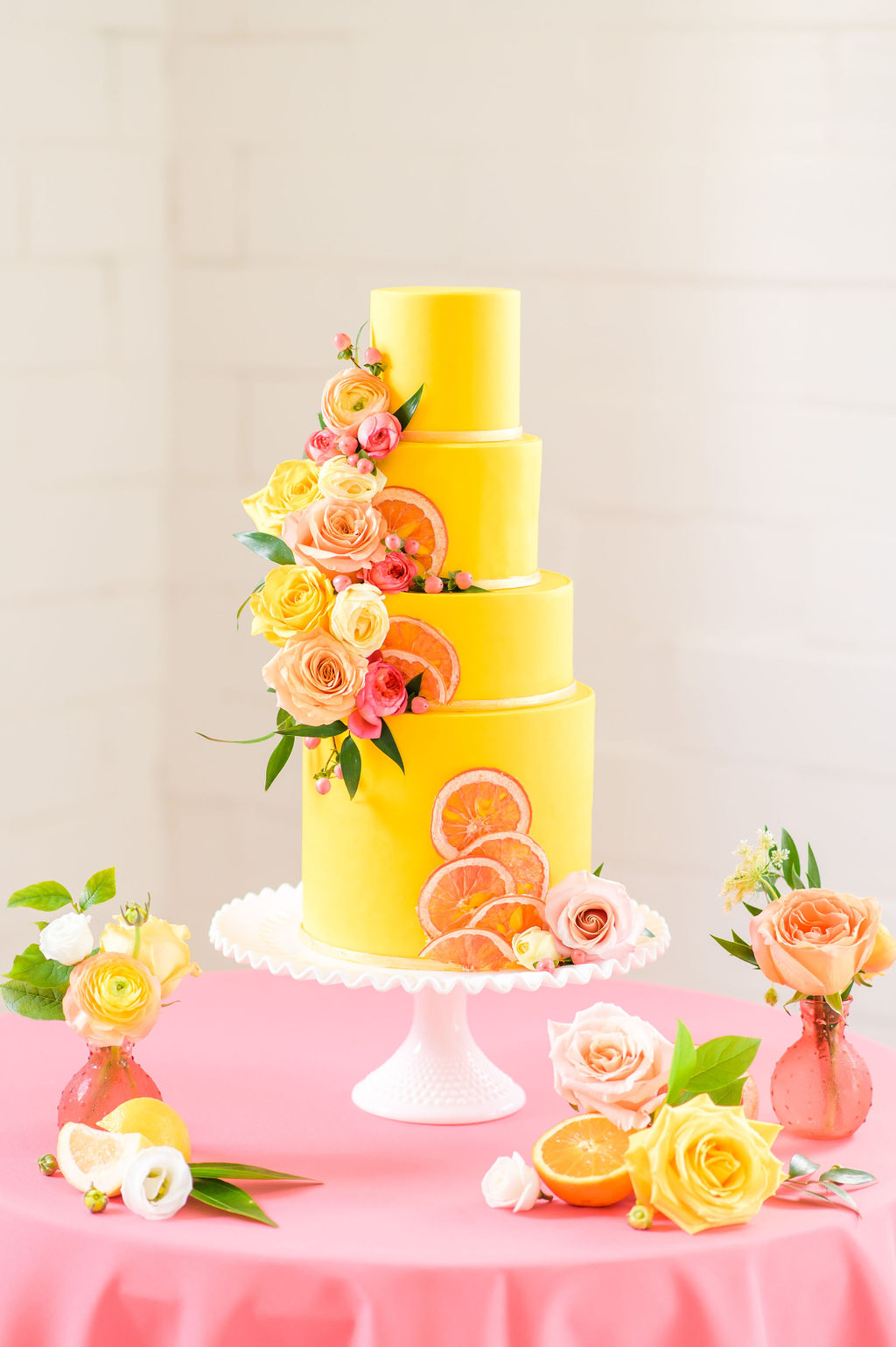 yellow wedding cake