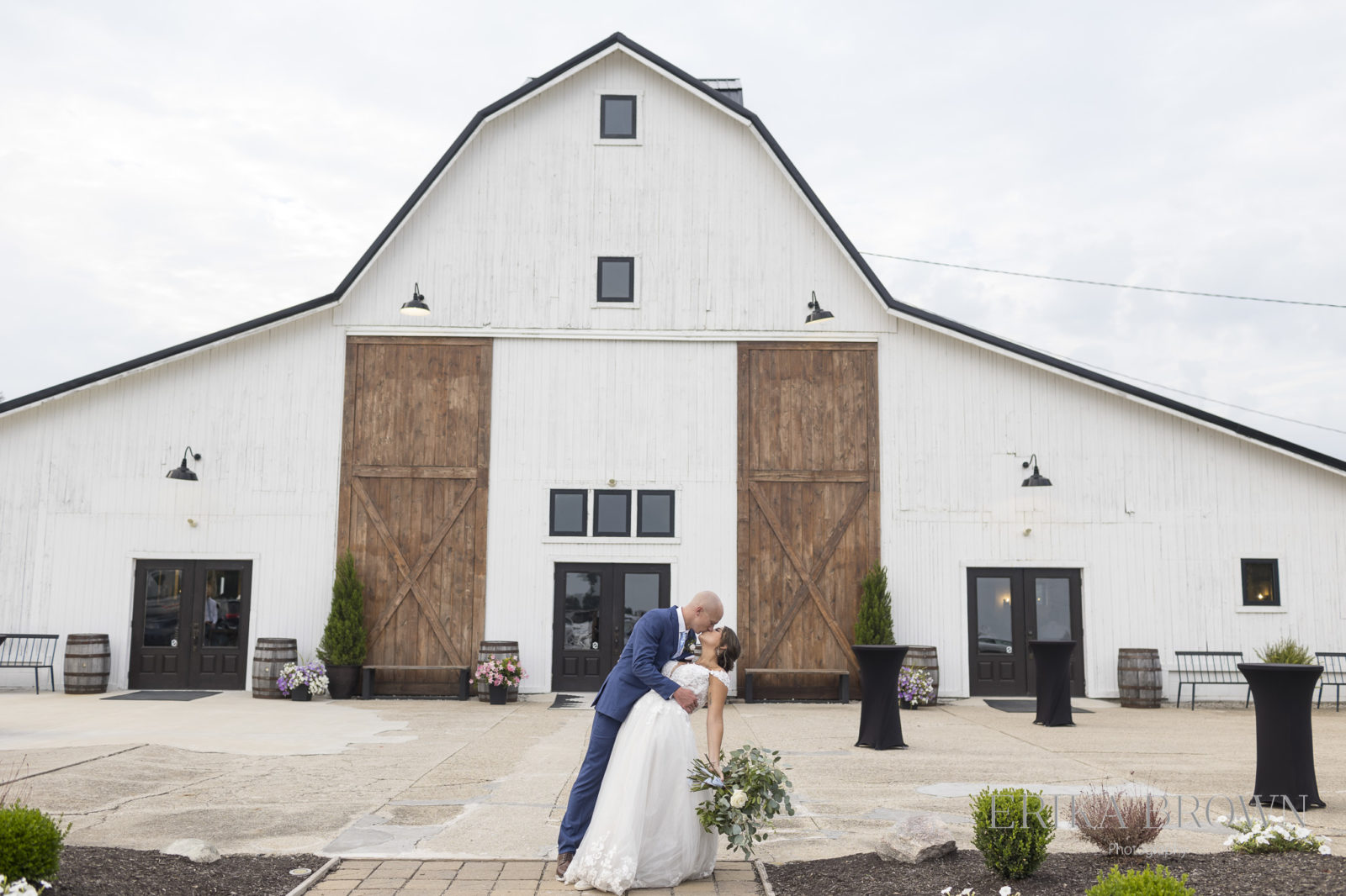 White Willow Farms newlyweds in front of barn
