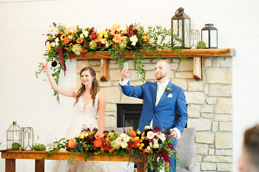 Fall wedding at the wilds, Bloomington Indiana newlyweds