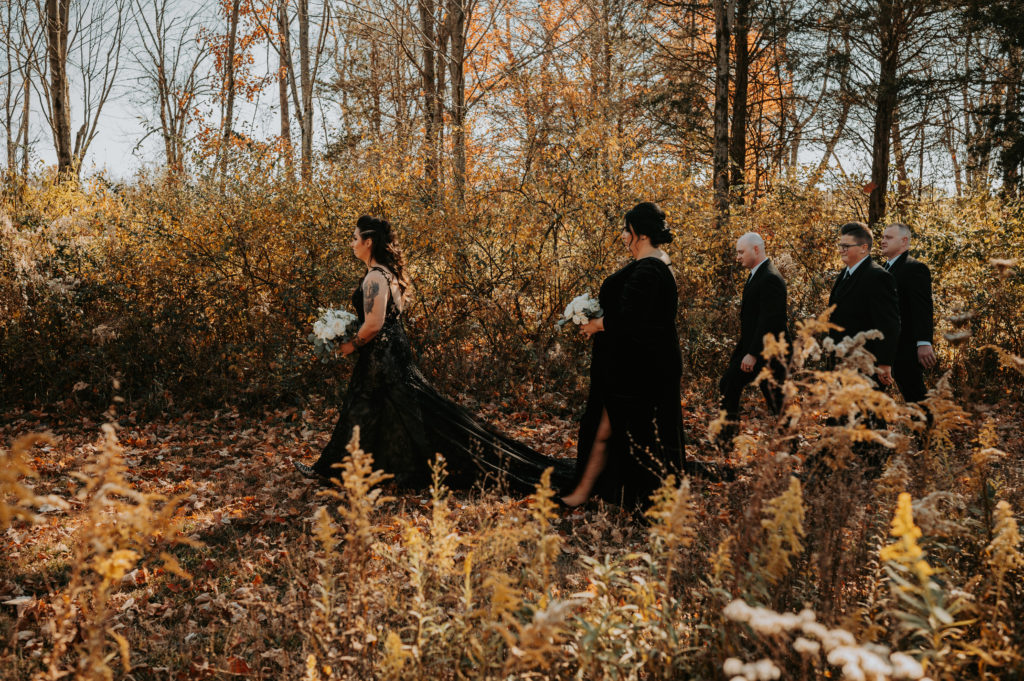 Moody Autumn Wedding in woods