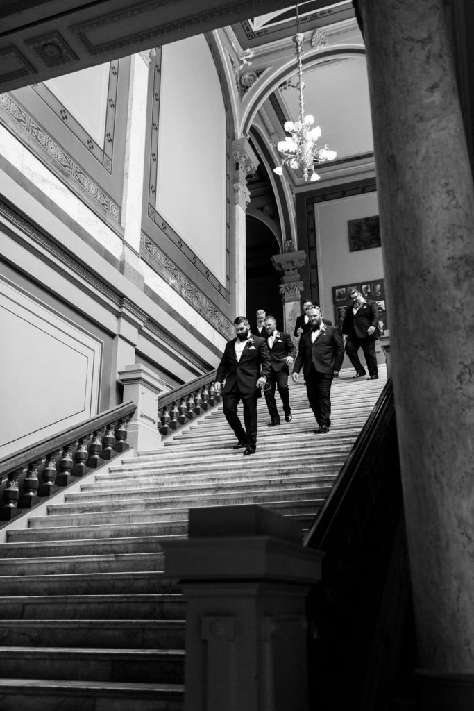 grand staircase wedding at the indiana state house