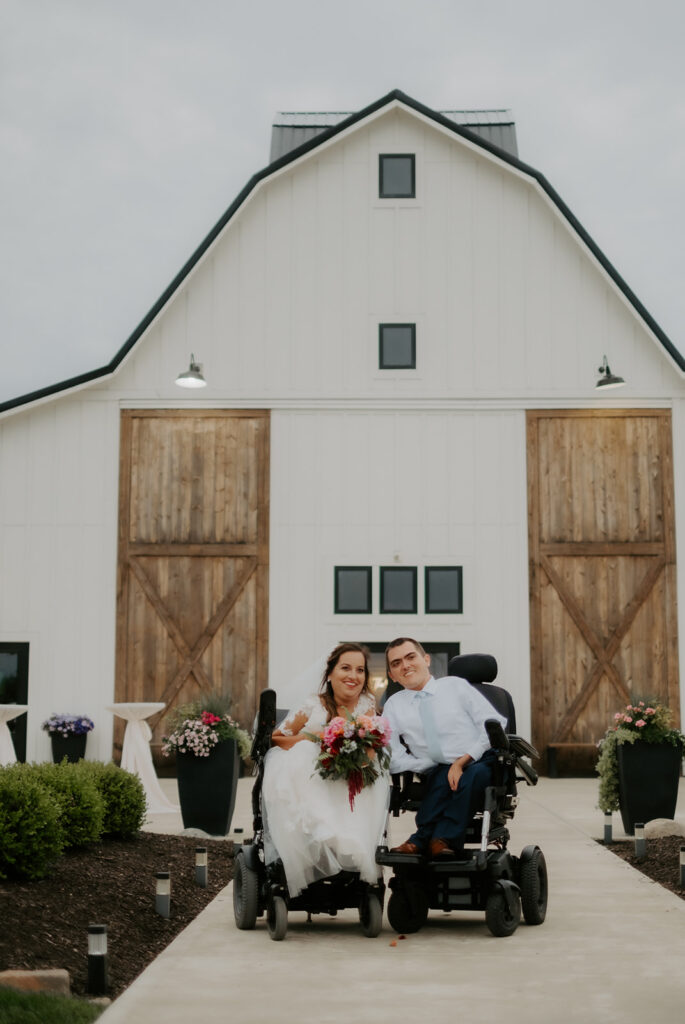 wheelchair wedding bride and groom