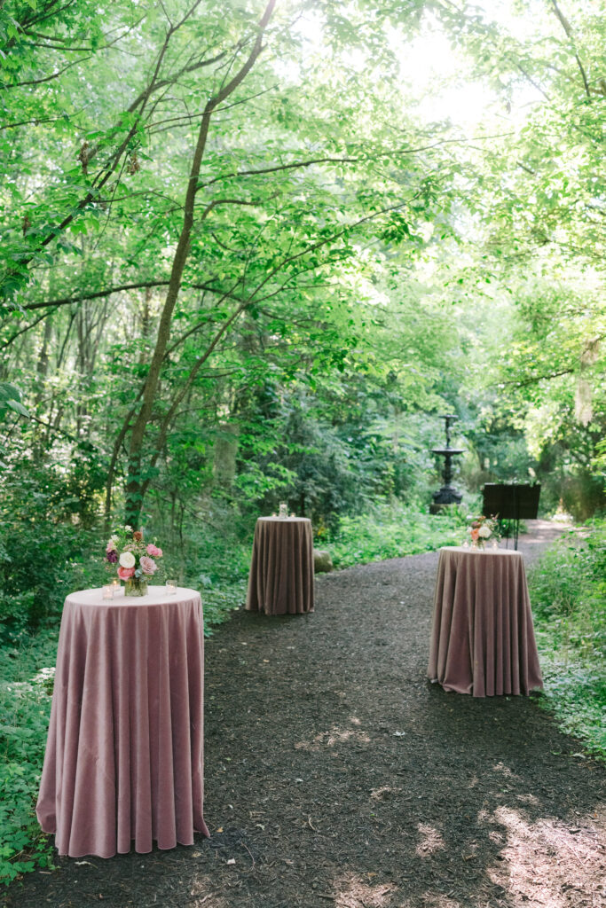 Artisan Acres wooded path leading to ceremony