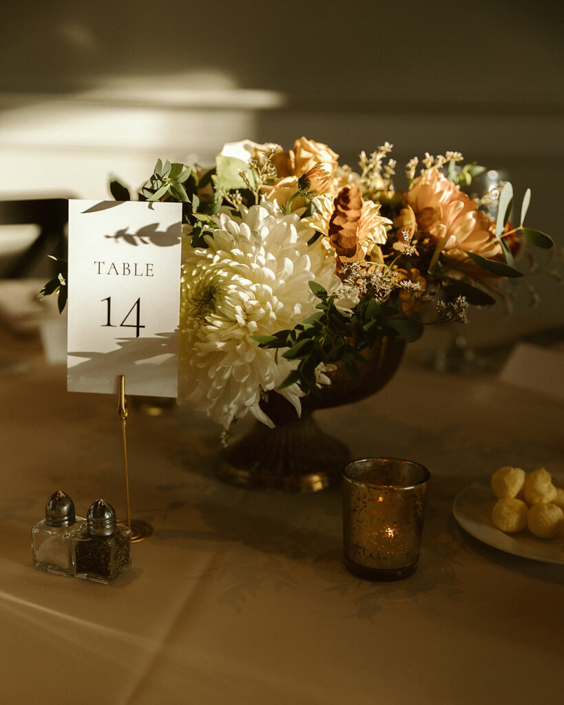 Iron and Ember centerpiece on guest table