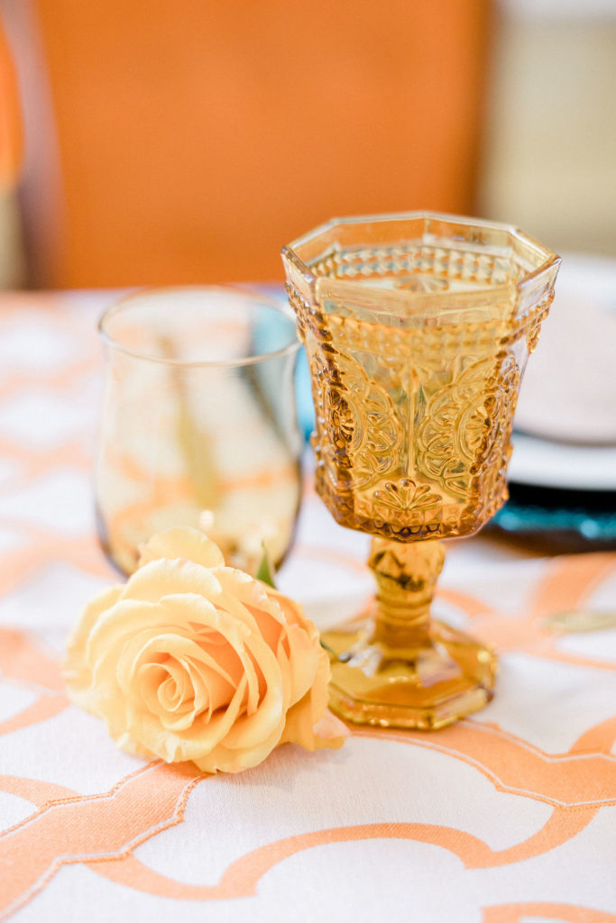 mid-century modern wedding amber goblet