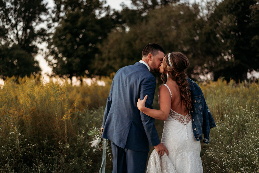 wedding at White Willow Farms - couple in the field