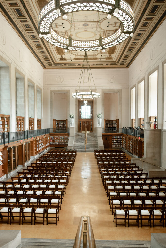 wedding ceremony at  the Indianapolis public library Simon reading room