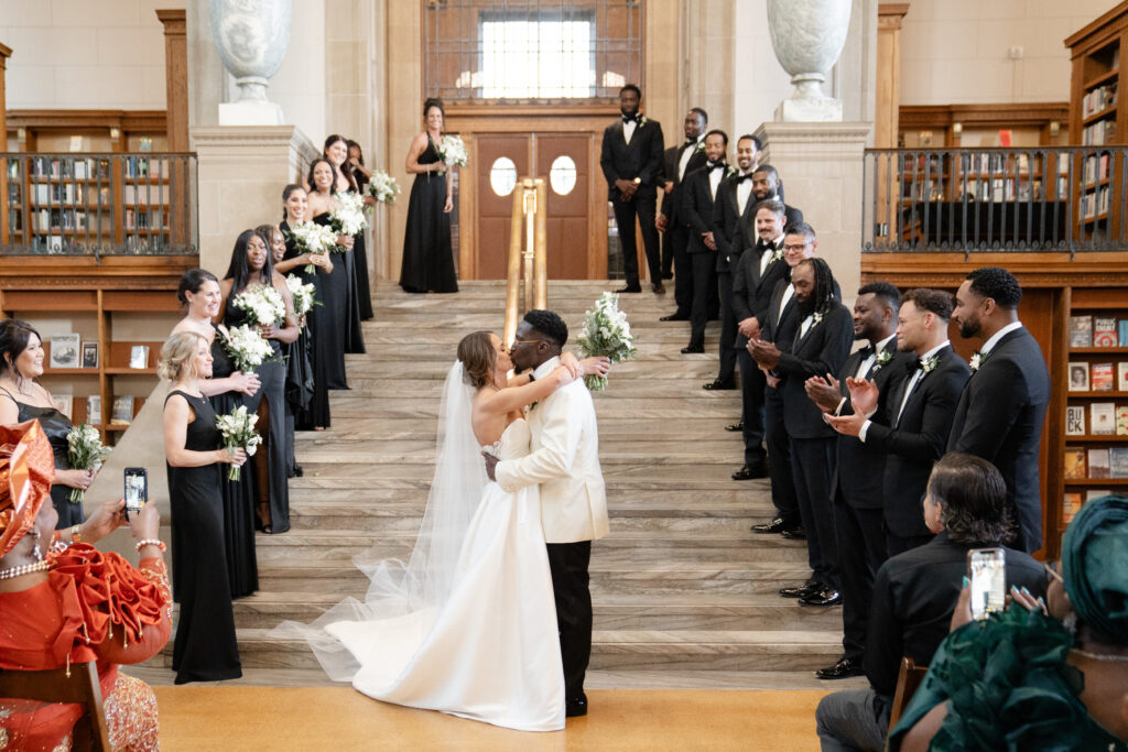 wedding at the simon room in the indianapolis public library
