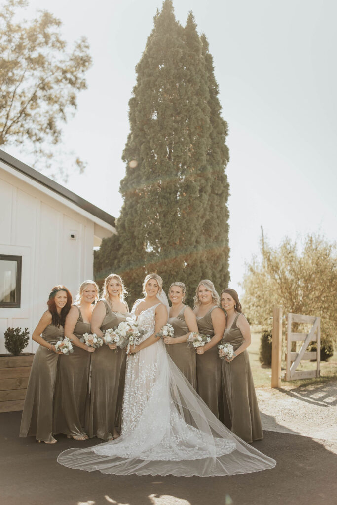 October Wedding at White Willow Farms - Velvet bridesmaids
