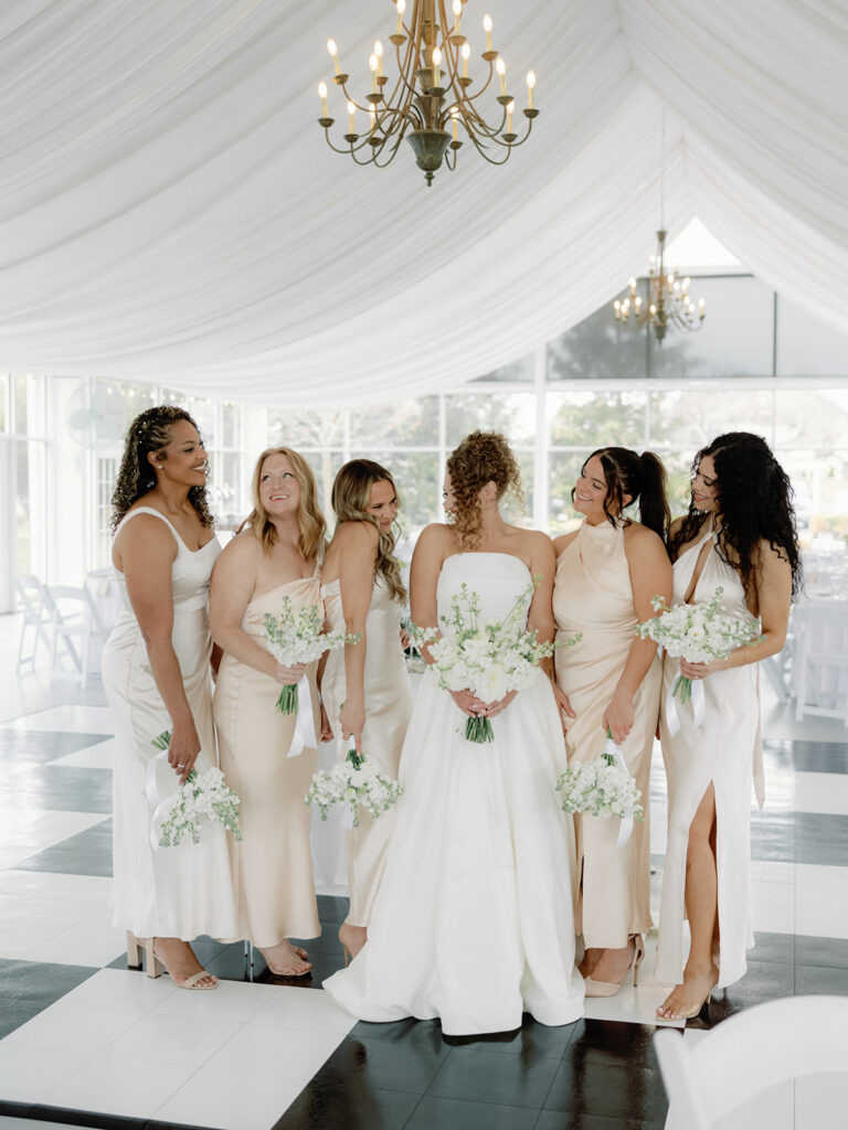 Checkered dance floor at Ritz Charles Garden Pavilion Wedding