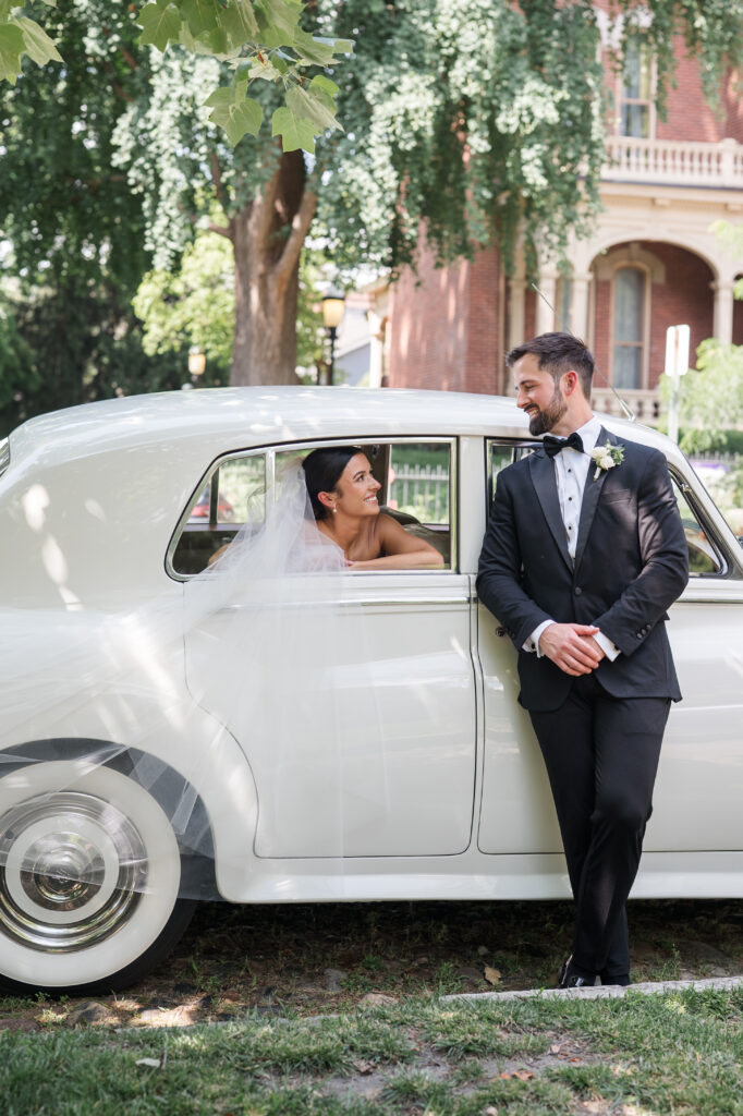 luxe Indianapolis wedding with antique car
