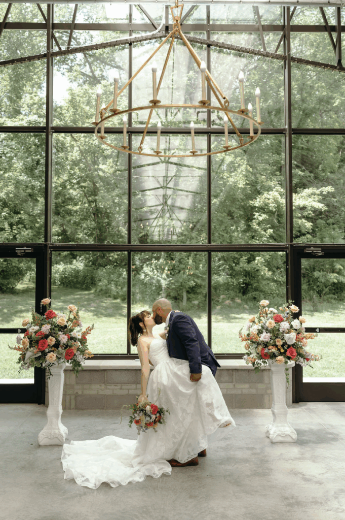 colorful garden party wedding ceremony