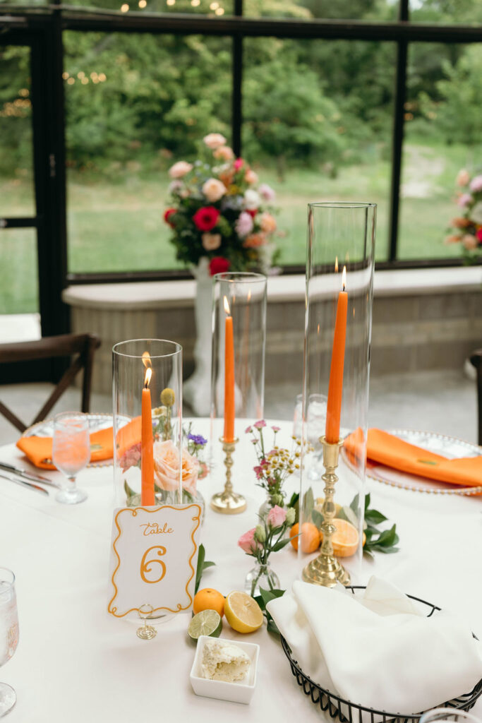 colorful garden party with oranges