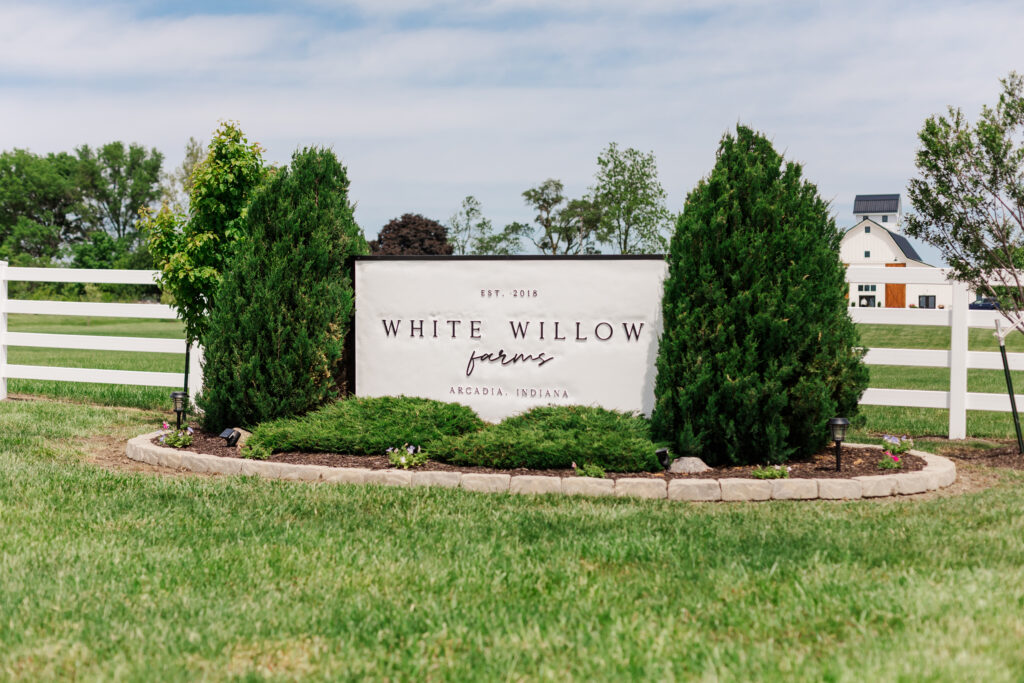 Wedding at White Willow Farms sign