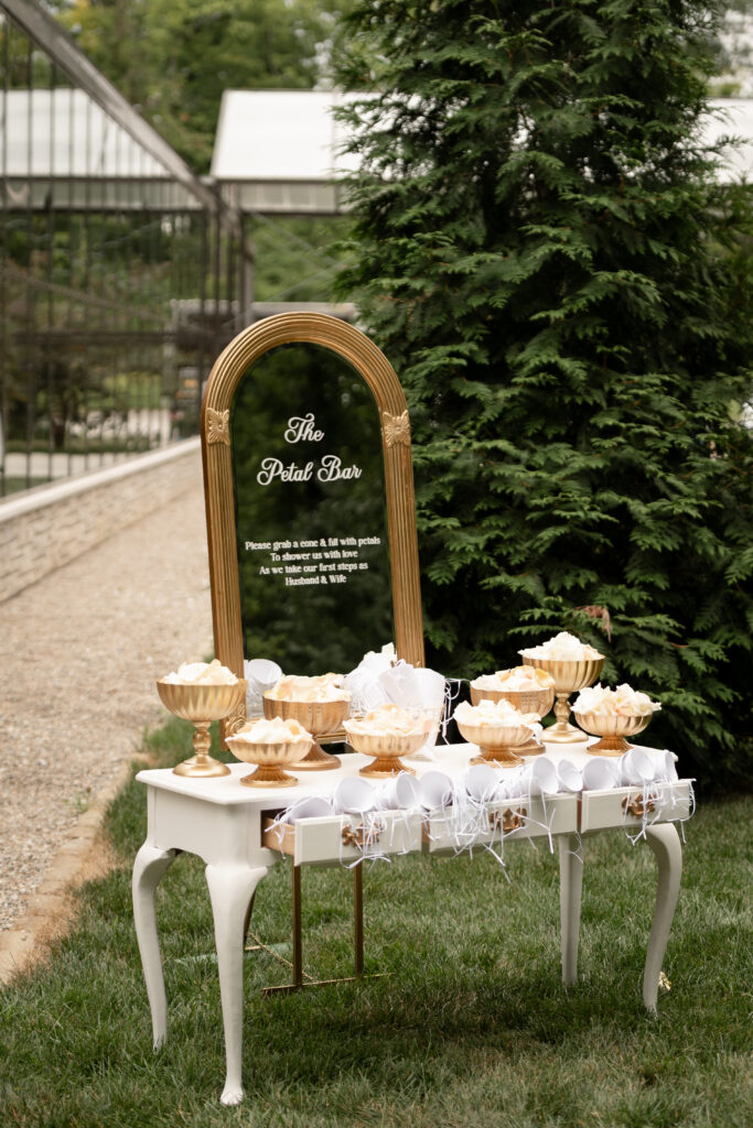 flower petal bar for wedding ceremony
